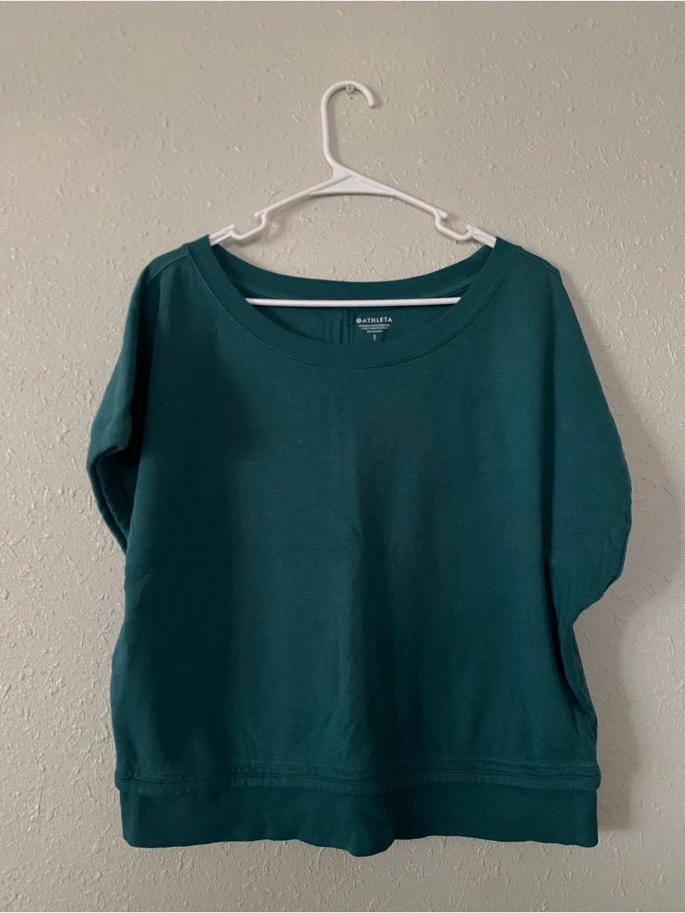 Athleta Teal Short-Sleeve Boxy Sweatshirt